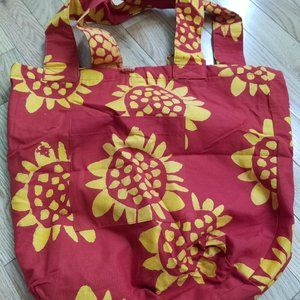 Red sunflower bucket bag Global Mamas Fairtrade